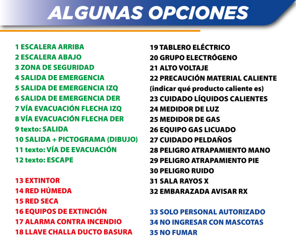 Lista de Opciones con Señalética 2 de 2