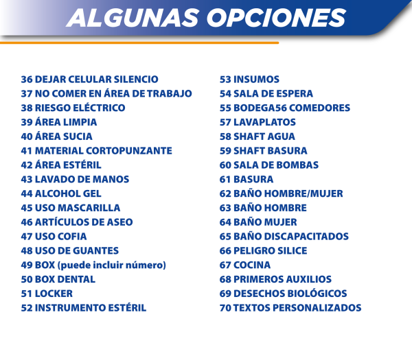 Lista de Opciones con Señalética 1 de 2