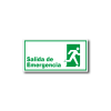 Señalética Salida de Emergencia Derecha en acrílico blanco lechoso de 3mm con gráfica verde normativa - 20x10 y 30x15 cm.