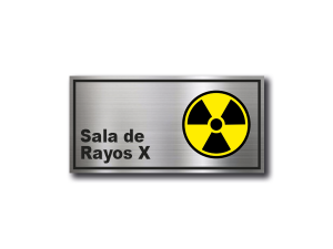 Señalética de Sala de Rayos X en Gravoply (PLÁSTICO ABS) acabado acerado - 20x10 y 30x15 cm.