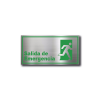 Señaletica Salida de Emergencia Derecha en gravoply (PLÁSTICO ABS) simula acero - 20x10 y 30x15 cm.
