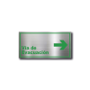 Vía de Evacuación Derecha en Gravoply (PLÁSTICO ABS) acabado acerado con gráfica verde - 20x10 y 30x15 cm.
