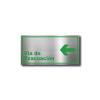 Señalética Vía de Evacuación Izquierda en Gravoply (PLÁSTICO ABS) acabado acerado con gráfica verde - 20x10 y 30x15 cm.