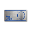 Señalética de Área Limpia en Gravoply (PLÁSTICO ABS) acabado acerado con gráfica azul - 20x10 y 30x15 cm.
