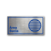 Señalética de Área Sucia en Gravoply (PLÁSTICO ABS) acabado acerado con gráfica azul - 20x10 y 30x15 cm.