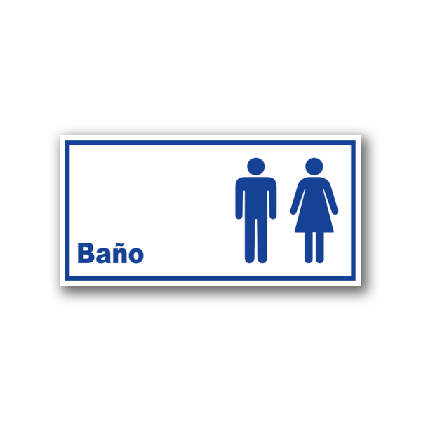 Señalética de Baño Mixto en acrílico blanco con gráfica azul - Medidas 20x10 y 30x15 cm.