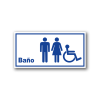 Señalética de Baño Universal en acrílico blanco con gráfica azul - Medidas 20x10 y 30x15 cm.