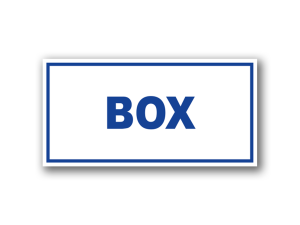 Señalética de Box en acrílico blanco con gráfica azul - Medidas 20x10 y 30x15 cm.