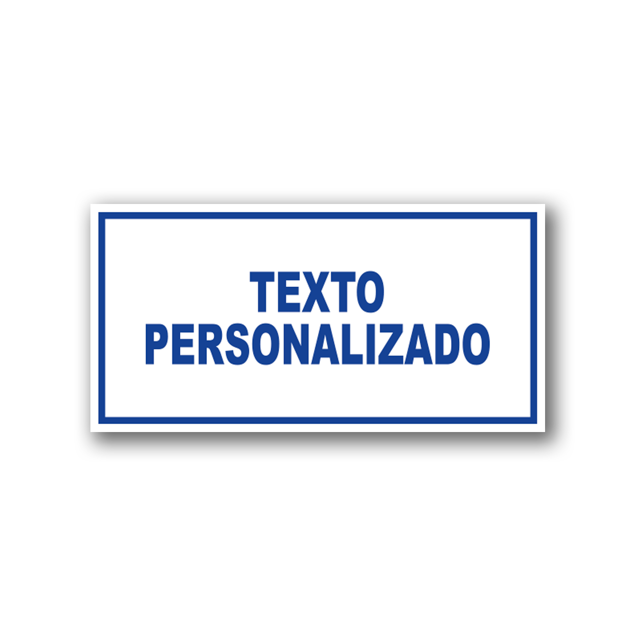 Señalética personalizada en acrílico blanco con logo azul - Medidas 20x10 y 30x15 cm.